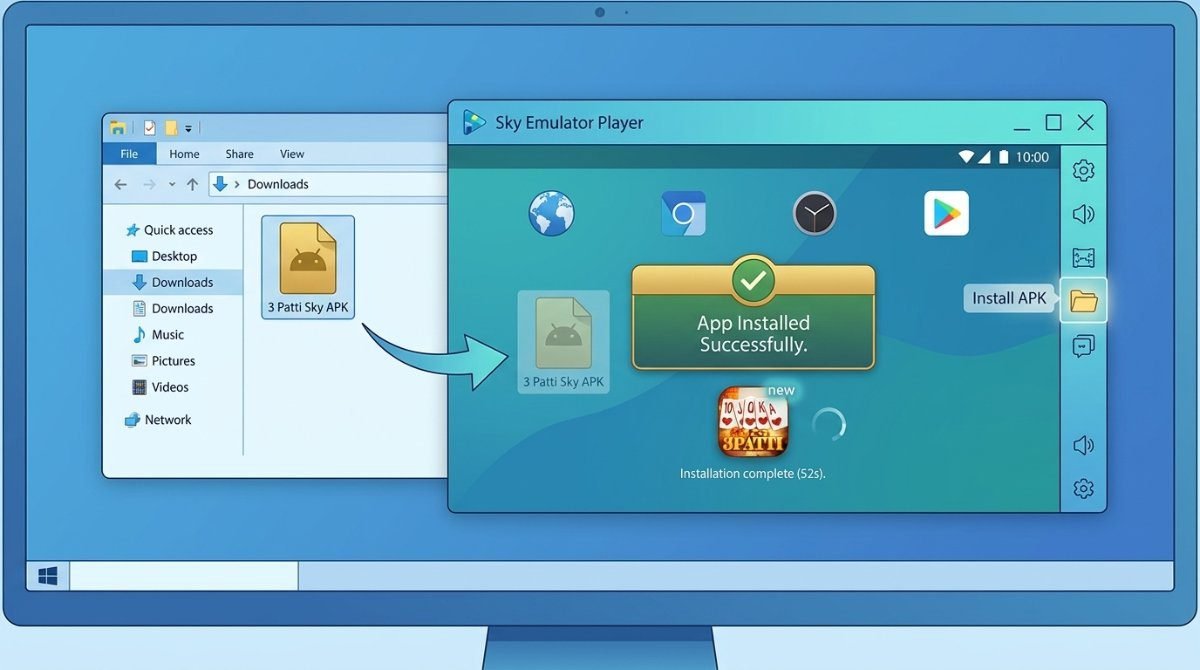 Install 3 Patti Sky APK in BlueStacks