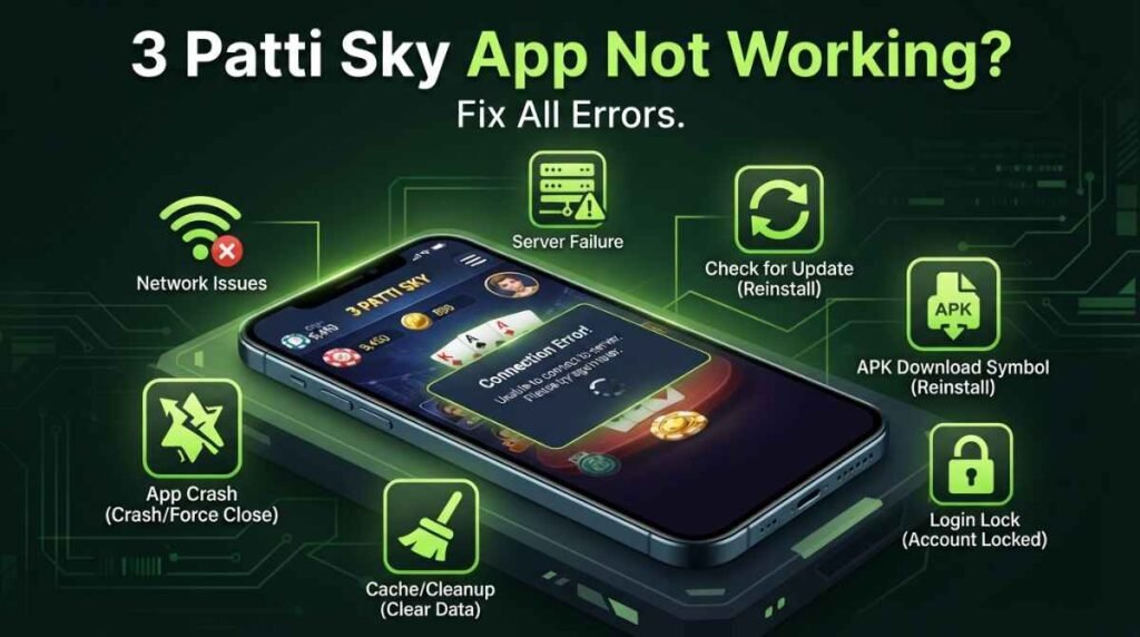 3 Patti Sky App Not Working Fix All Errors